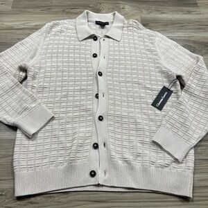 Christian Lacroix Beige Knit Textured Cardigan Cotton Sweater Men’s Large NWT